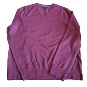 Banana Republic V-neck 100% Merino extra fineWool Sweater Men's Sz M Red‎
